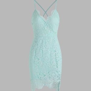 Mint green lace mini dress size large